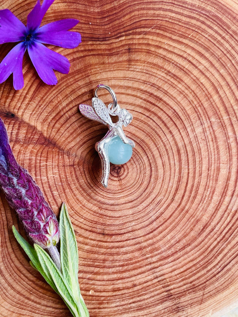 PENDENTIF FÉE EN AMAZONITE - ARGENTÉ